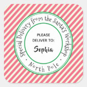 Speciale levering van de Noordpool Santa's Gift Vierkante Sticker (Voorkant)