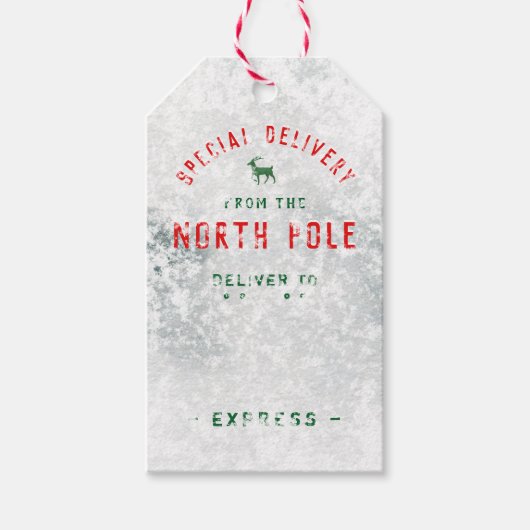 Speciale levering van de Noordpool Snowy Cadeaulabel (Voorkant)