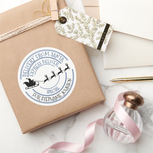 Speciale levering van kerstcadeau Santa Ronde Sticker (Geschenken)