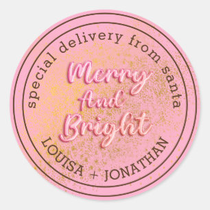Speciale levering van Kerstman Roze Kerst Ronde Sticker