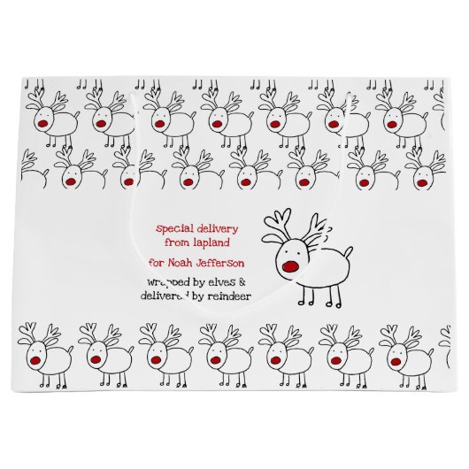 Speciale Levering van Lapland Doodle Rendier Kinde Groot Cadeauzakje (Voorkant)