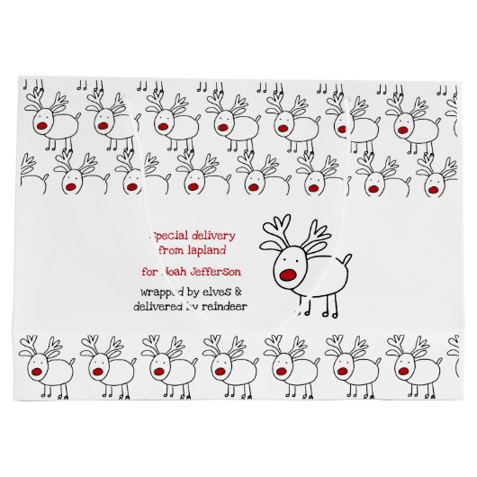 Speciale Levering van Lapland Doodle Rendier Kinde Groot Cadeauzakje (Achterkant)