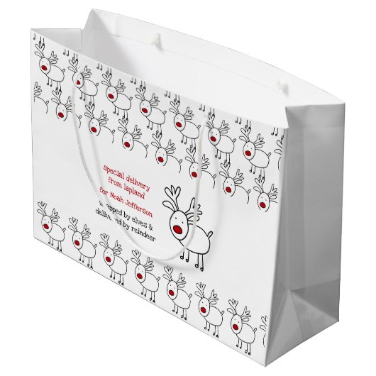 Speciale Levering van Lapland Doodle Rendier Kinde Groot Cadeauzakje (Achterkant Gekanteld)