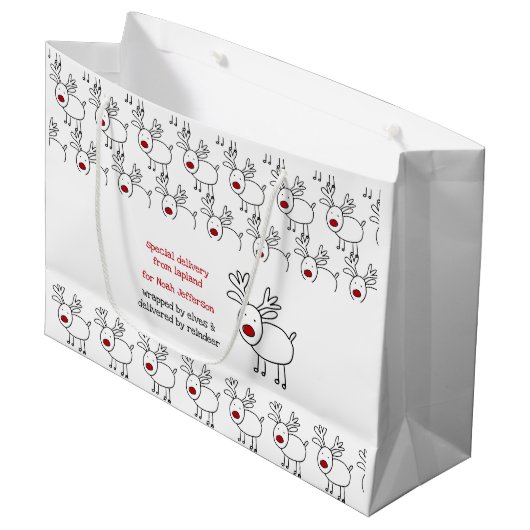 Speciale Levering van Lapland Doodle Rendier Kinde Groot Cadeauzakje (Voorkant Gekanteld)