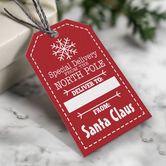 Speciale levering van Noordpool en Santa Claus Cadeaulabel