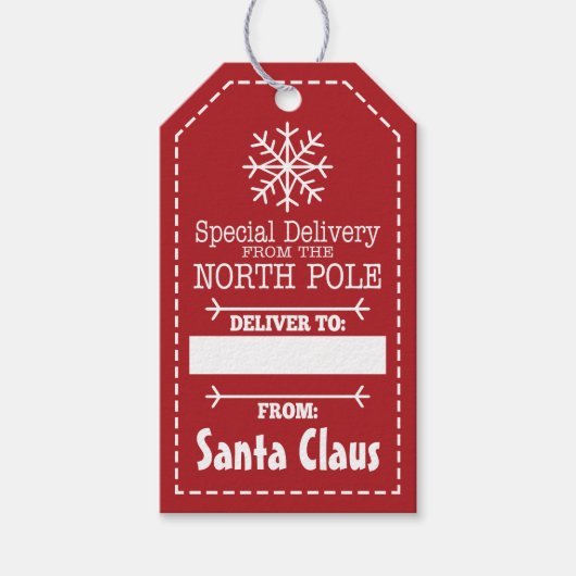 Speciale levering van Noordpool en Santa Claus Cadeaulabel (Voorkant)