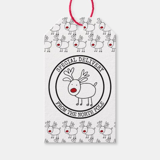 Speciale levering van North Pole Custom Rendier Cadeaulabel (Voorkant)