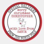 Speciale levering van North Pole Custom Santa Ronde Sticker (Voorkant)