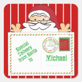 Speciale levering van Santa Cartoon voor kinderen Vierkante Sticker (Voorkant)