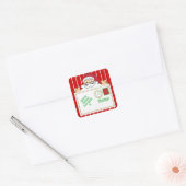 Speciale levering van Santa Cartoon voor kinderen Vierkante Sticker (Envelop)