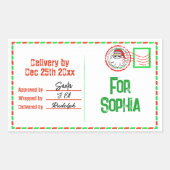 Speciale levering van Santa Child Name Christmas Rechthoekige Sticker (Voorkant)