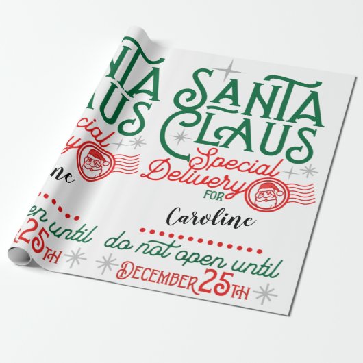 Speciale levering van Santa Claus Red en Green Cadeaupapier (Uitgerold)