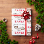 Speciale levering van Santa Custom Name Christmas Cadeaupapier<br><div class="desc">Dit aangepaste vakantieinpakpapier heeft een feestelijk kerstthema op een effen witte achtergrond. De zinsnede "Special Delivery" is gedrukt boven een lint met een voorbeeldnaam. U kunt de cadeauverpakking personaliseren door uw eigen aangepaste naam of andere tekst op te nemen. Onder het lint staat "From Santa" gedrukt, met het woord Santa...</div>