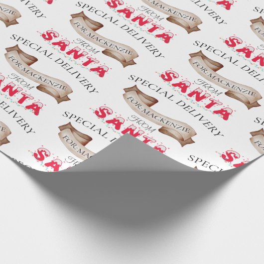 Speciale levering van Santa Custom Name Christmas Cadeaupapier (Hoek)