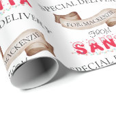 Speciale levering van Santa Custom Name Christmas Cadeaupapier (Rol Hoek)
