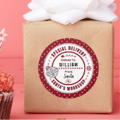 Speciale levering van Santa naar Child Cadeau Labe Ronde Sticker