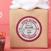 Speciale levering van Santa naar Child Cadeau Labe Ronde Sticker