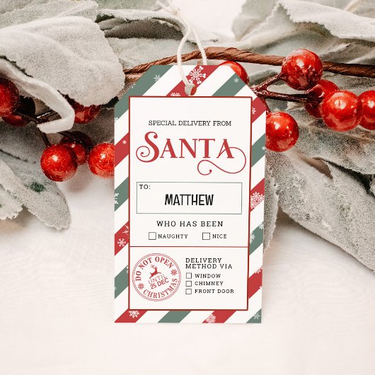 Speciale levering van Santa Naughty of Nice Cadeaulabel