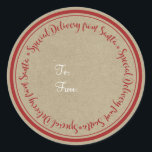 Speciale levering van Santa Rustic Kraft Christmas Ronde Sticker<br><div class="desc">Speciale levering vanaf Santa Rustic Kraft Kerst stickers</div>