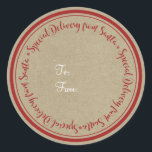 Speciale levering van Santa Rustic Kraft Christmas Ronde Sticker<br><div class="desc">Speciale levering vanaf Santa Rustic Kraft Kerst stickers</div>