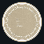 Speciale levering van Santa Rustic Kraft Christmas Ronde Sticker<br><div class="desc">Speciale levering vanaf Santa Rustic Kraft Kerst stickers</div>