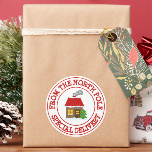 Speciale levering van Santa's North Pole workshop Ronde Sticker
