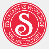 Speciale levering van Santa's Workshop Kerstmis Ronde Sticker (Voorkant)