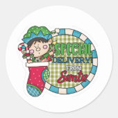 Speciale levering vanaf de kerstman ronde sticker (Voorkant)
