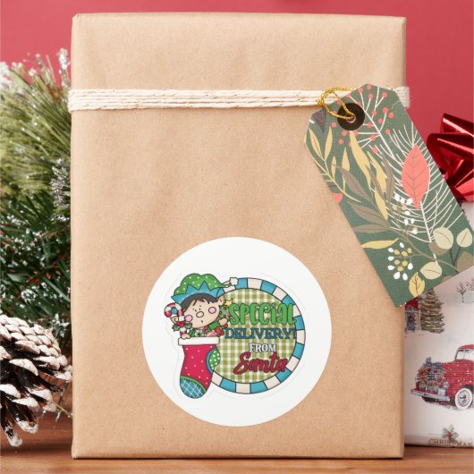 Speciale levering vanaf de kerstman ronde sticker (Feestdagen)