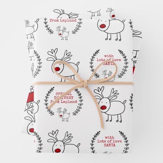 Speciale levering vanaf de kerstset van 3 kerst inpakpapier vel (In situ)