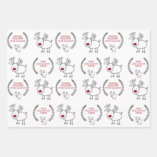 Speciale levering vanaf de kerstset van 3 kerst inpakpapier vel (Voorkant)