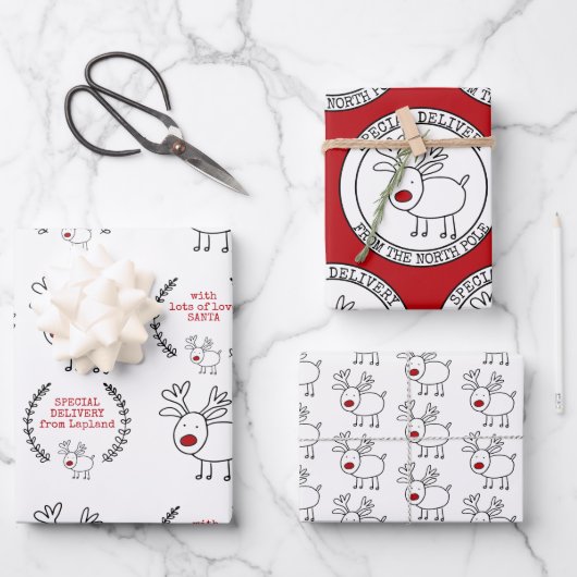 Speciale levering vanaf de kerstset van 3 kerst inpakpapier vel (Voorkant)