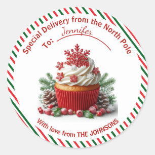 Speciale levering vanaf de Noordpool Cupcake Ronde Sticker