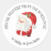 Speciale levering vanaf Noordpool vanaf Santa Ronde Sticker (Voorkant)