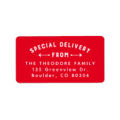 Speciale levering vanaf rood retouradres etiket (Voorkant)