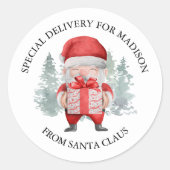 Speciale levering vanaf Santa Kinder Kerst Ronde Sticker (Voorkant)