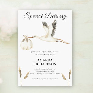 Speciale Levering Waterverf Ooievaar Baby Shower Kaart