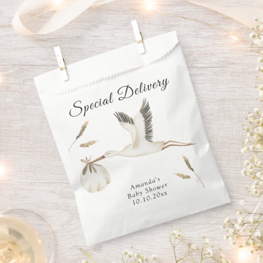 Speciale Levering Waterverf Stork Baby shower Bedankzakje (Geknipt)