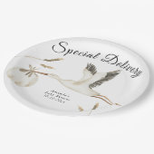 Speciale Levering Waterverf Stork Baby shower Papieren Bordje (Gekanteld)