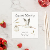 Speciale Levering Waterverf Stork Baby shower Servet (Insitu)