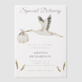 Speciale Levering Waterverf Stork Baby shower Vellum Uitnodigingen (Voorkant)