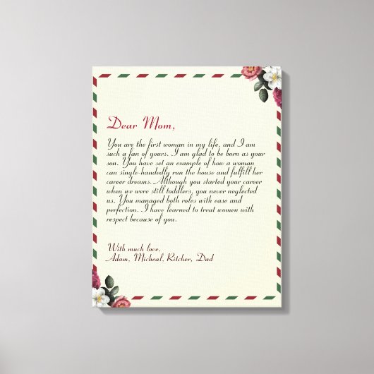 Speciale liefdesbrief handgeschreven paren canvas afdruk (Voorkant)