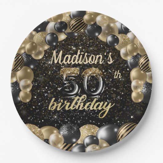 Speciale luxe 50e verjaardag ballonpapier PL Papieren Bordje (Voorkant)