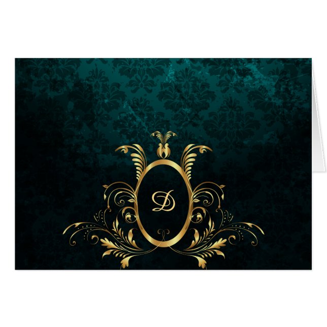 Speciale Luxe Damask Gold Lijst Kaart (Voorkant Horizontaal)