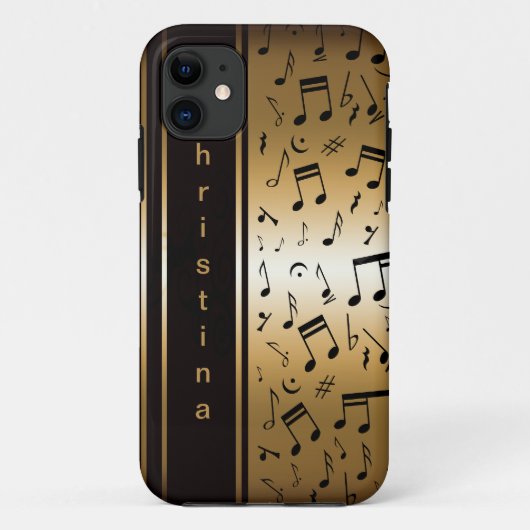 Speciale Luxe Gold- en zwarte Muzieknoten Case-Mate iPhone Case (Achterkant)