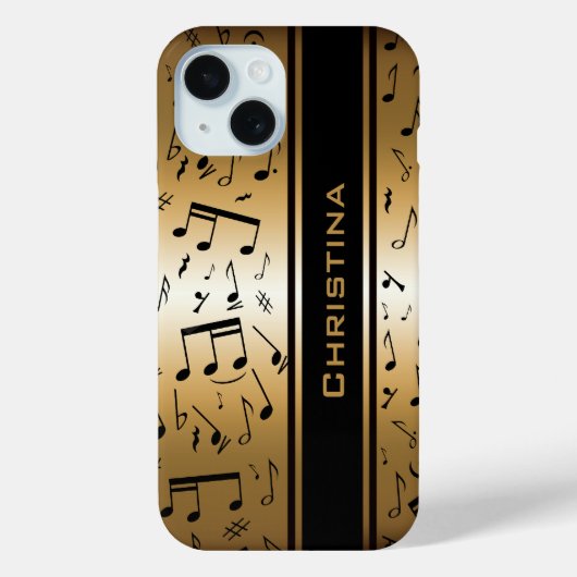Speciale Luxe Gold- en zwarte Muzieknoten Case-Mate iPhone Case (Achterkant)