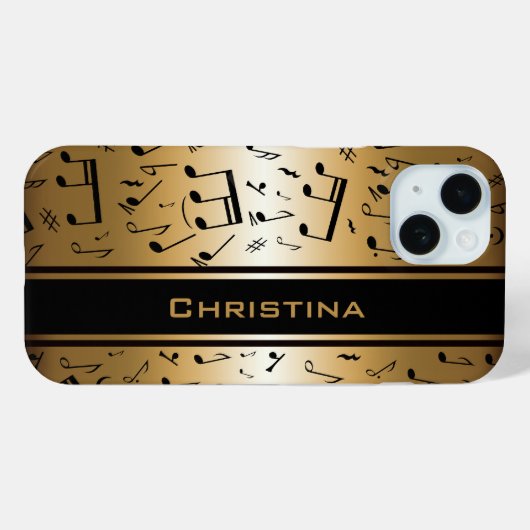 Speciale Luxe Gold- en zwarte Muzieknoten Case-Mate iPhone Case (Achterkant (horizontaal))