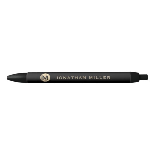 Speciale Luxe Rond Monogram Zwarte Inkt Pen (Voorkant)