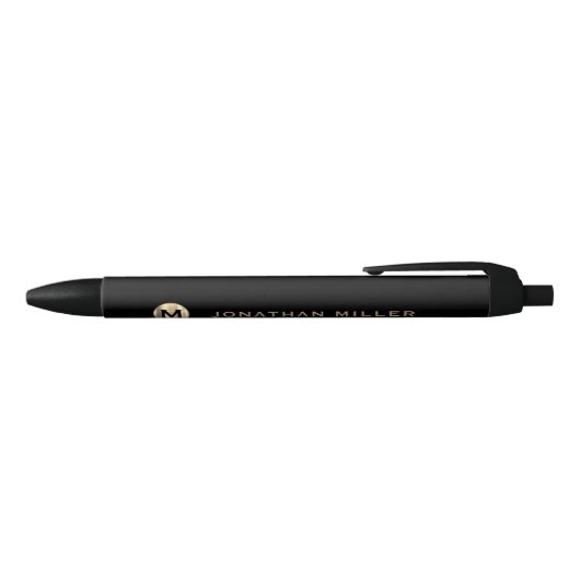 Speciale Luxe Rond Monogram Zwarte Inkt Pen (Bovenkant)