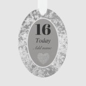 Speciale luxe velvet verjaardagsversiering 16e ornament (voorkant)